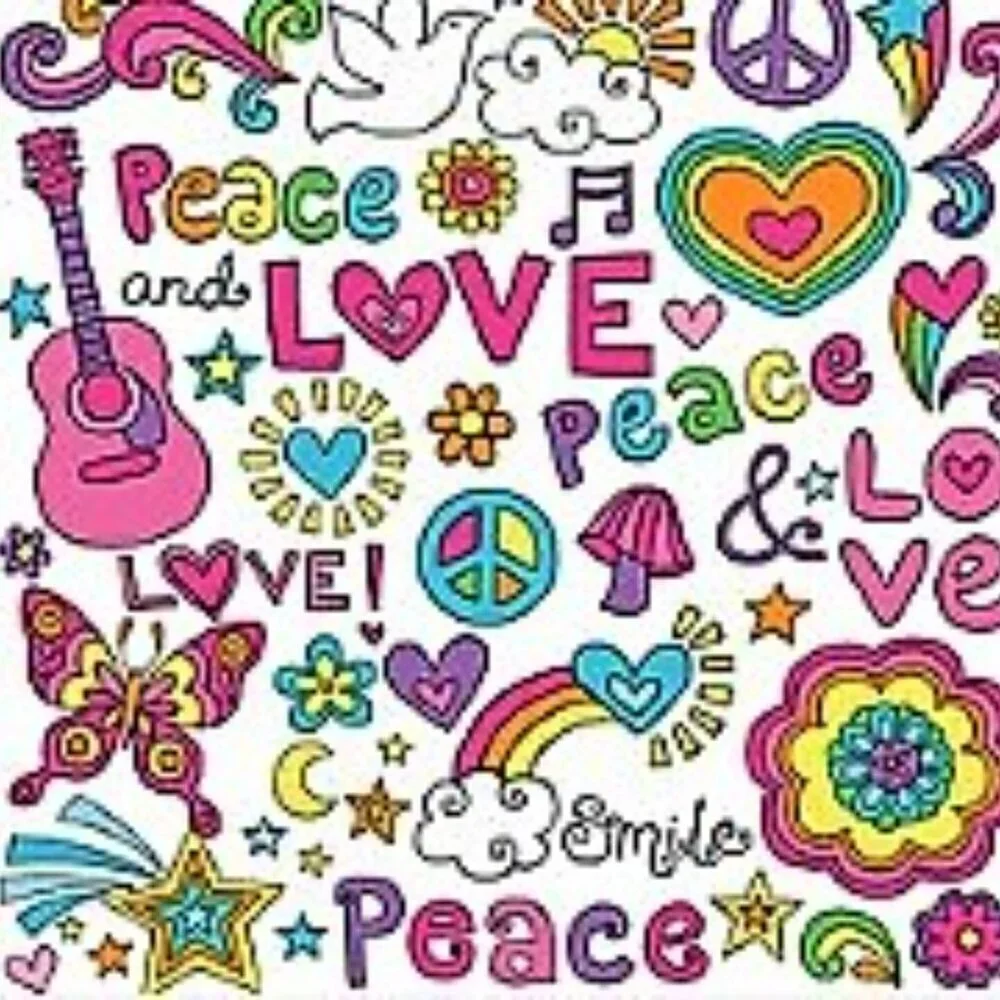 LOVE PEACE NOTEBOOK DOODLES DECORATIVE SQUARE ACCENT PILLOW CASE